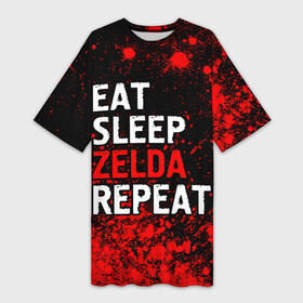 Платье-футболка 3D с принтом Eat Sleep Zelda Repeat  Краска в Новосибирске,  |  | eat sleep zelda repeat | legend | logo | the | zelda | зельда | игра | игры | краска | краски | легенд | лого | логотип | символ