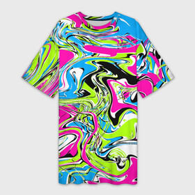 Платье-футболка 3D с принтом Абстрактные мраморные разводы в ярких цветах. Поп арт в Новосибирске,  |  | 90ые | абстрактный | белый | волны | зеленый | мрамор | неоновые цвета | поп арт | разводы | розовый | стиль 90х | черный | яркие цвета | яркий