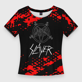 Женская футболка 3D Slim с принтом Slayer  Reign in Blood в Новосибирске,  |  | gary holt guitarist | kerry king (guitarist) | metal | rock | slayer | slayer musical group | slayer repentless | tom araya songwriter | рок