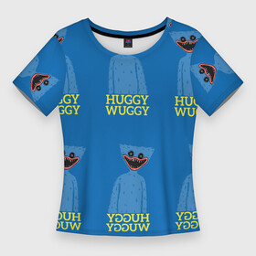 Женская футболка 3D Slim с принтом Huggy Wuggy текстура в Новосибирске,  |  | huggy wuggy | poppy playtime | survival horror | игрушка хаги ваги | ужастик | хагиваги