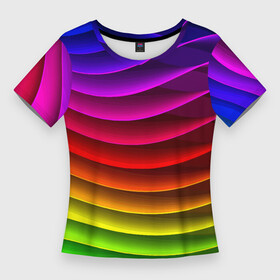 Женская футболка 3D Slim с принтом Color line neon pattern  Abstraction  Summer 2023 в Новосибирске,  |  | abstraction | color | fashion | line | neon | pattern | stripe | summer | абстракция | лето | линия | мода | неон | полоса | узор | цвет