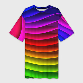Платье-футболка 3D с принтом Color line neon pattern  Abstraction  Summer 2023 в Новосибирске,  |  | abstraction | color | fashion | line | neon | pattern | stripe | summer | абстракция | лето | линия | мода | неон | полоса | узор | цвет