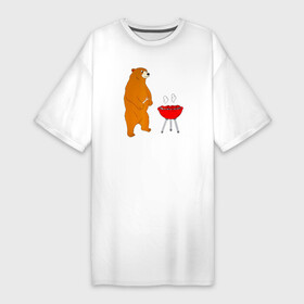 Платье-футболка хлопок с принтом Bear Grills (Беар Гриллс) в Новосибирске,  |  | bear | bear grills | беар гриллс | белый | биргрилс | бурый | гризли | гриль | зверь | косолапый | медведи | медведь | мишка | панда | прикол | топтыгин | хищник | шутка