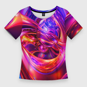 Женская футболка 3D Slim с принтом Abstract color neon composition  Абстрактная неоновая цветная композиция в Новосибирске,  |  | abstraction | color | composition | neon | абстракция | композиция | неон | цвет