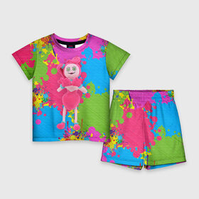 Детский костюм с шортами 3D с принтом Мама длинные ноги в ярких красках в Новосибирске,  |  | poppy playtime | видеоигра | игра | мама | мама длинные ноги | поппи плейтайм