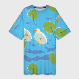 Платье-футболка 3D с принтом Утки под водой в Новосибирске,  |  | жемчуг | море | морское | океан | ракушка | фауна | флора