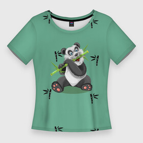 Женская футболка 3D Slim с принтом Пандовая семья  Папа в Новосибирске,  |  | family | family look | family style | panda | pandas | бамбук | белый | для семьи | зеленый | медведи | медведь | мишка | мишки | панда | панды | папа | папе | папочка | папочке | семейные | семейный | семейный стиль | семья