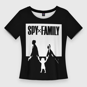 Женская футболка 3D Slim с принтом Spy x Family: Семья шпиона (черно белая) в Новосибирске,  |  | spy  family | манга | семья | супайфамири | тацуей эндо | шпион