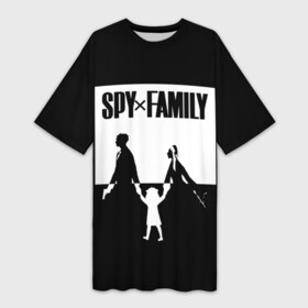 Платье-футболка 3D с принтом Spy x Family: Семья шпиона (черно белая) в Новосибирске,  |  | spy  family | манга | семья | супайфамири | тацуей эндо | шпион