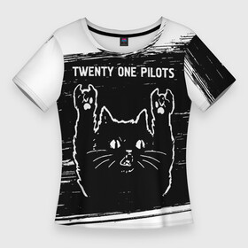 Женская футболка 3D Slim с принтом Twenty One Pilots  Rock Cat в Новосибирске,  |  | band | metal | one | pilots | rock | twenty | twenty one pilots | ван | группа | кот | краска | пилотс | рок | рок кот | твенти