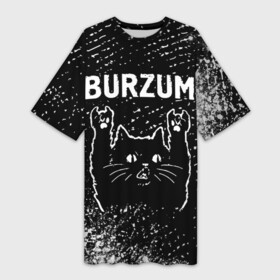 Платье-футболка 3D с принтом Burzum  Rock Cat в Новосибирске,  |  | band | burzum | metal | rock | бурзум | группа | кот | краска | краски | рок | рок кот