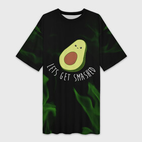 Платье-футболка 3D с принтом авокадо  зелёный огонь в Новосибирске,  |  | Тематика изображения на принте: avocado | avocado couple | cartoon | ава | авокадо | забавно | пара авокадо | семейное веселье | смешные комиксы