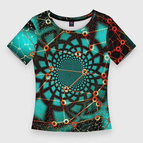 Женская футболка 3D Slim с принтом ТЕКСТУРНЫЕ МОЛЕКУЛЫ (TEXTURE MOLECULES) в Новосибирске,  |  | абстракция | атом | геометрический | графика | красочный | круг | обои | синий | узор | фон