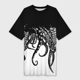 Платье-футболка 3D с принтом В щупальцах осьминога в Новосибирске,  |  | octopus | асьменог | асьминог | в щупальцах осьминога | животное | морские животные | октопус | осьминог | подводный мир | щупальца | щупальцы