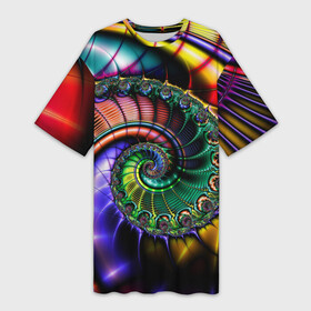 Платье-футболка 3D с принтом Красочная фрактальная спираль  Colorful fractal spiral в Новосибирске,  |  | Тематика изображения на принте: fashion | fractal | neon | spiral | vanguard | авангард | мода | неон | спираль | фрактал