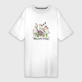 Платье-футболка хлопок с принтом Botanical  Vintage Ботаника Винтаж Цветы в Новосибирске,  |  | botanical | vintage | ботаническая иллюстрация | винтаж | винтажная иллюстрация | винтажный | растения | цветы