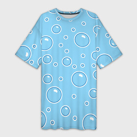 Платье-футболка 3D с принтом В пузырях в Новосибирске,  |  | bubbles | risovaki | underwater | underwater world | бассейн | вода | водный спорт | круги | кружочки | купание | море | на дне | ныряние | океан | плавание | погружение | под водой | подводный мир | прыжок в воду | пузыри