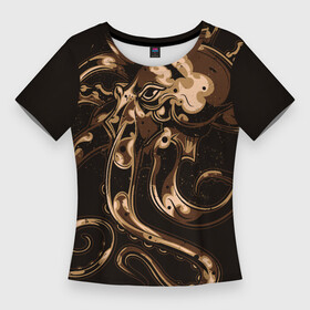 Женская футболка 3D Slim с принтом Мощный осьминог в Новосибирске,  |  | Тематика изображения на принте: octopus | морской житель | осьминог | спрут | щупальца