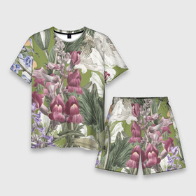 Мужской костюм с шортами 3D с принтом Цветы Ностальгический Весенний Узор в Новосибирске,  |  | flowers | букет | природа | растение | флора | цветы