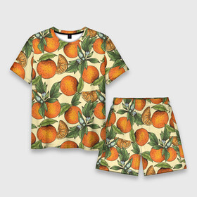 Мужской костюм с шортами 3D с принтом Узор Апельсиновое настроение в Новосибирске,  |  | drawn | fruit | frukt | frukti | frukty | hand | handdrawn | orange | pattern | summer | tropical | апельсиновый сок | апельсины | вручную | лето | паттерн | рисунок от руки | фруктовый узор | целые апельсины