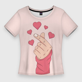 Женская футболка 3D Slim с принтом Жест Хани сердце из EXID в Новосибирске,  |  | bts | k pop | бой бэнд | бтс | музыка | рука | сердце | символ бтс