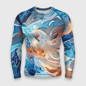 Мужской рашгард 3D с принтом Ice  flame в Новосибирске,  |  | abstraction | blue | bright | colors | elements | flame | ice | multicoloured | orange | red | абстракция | вода | красный | лед | огонь | оранжевый | пламя | разноцветный | синий | стихии | цвета | яркий