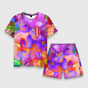 Мужской костюм с шортами 3D с принтом Красочный цветочный паттерн  Лето  Colorful Floral Pattern  Summer 2023 в Новосибирске,  |  | color | flowers | pattern | summer | лето | паттерн | цвет | цветы