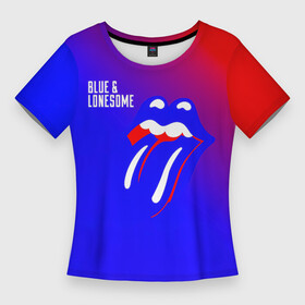 Женская футболка 3D Slim с принтом Blue and Lonesome  The Rolling Stones в Новосибирске,  |  | the rolling stones | бродяги | вольные странники | катящиеся камни | кит ричардс | мик джаггер | рок группа | рок н ролл | ролинг стоун | роллинг стоунс | рон вуд | стоунз | чарли уоттс