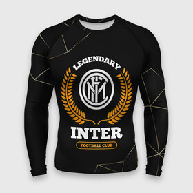 Мужской рашгард 3D с принтом Лого Inter и надпись Legendary Football Club на темном фоне в Новосибирске,  |  | club | football | inter | logo | звезды | интер | клуб | космос | лого | мяч | символ | спорт | футбол | футболист | футболисты | футбольный