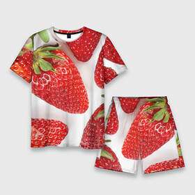 Мужской костюм с шортами 3D с принтом strawberries в Новосибирске,  |  | Тематика изображения на принте: strawberries | еда | клубника | красный | лето | ростислав удача | сад | ягоды