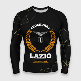 Мужской рашгард 3D с принтом Лого Lazio и надпись Legendary Football Club на темном фоне в Новосибирске,  |  | club | football | lazio | logo | клуб | лацио | лого | мяч | символ | спорт | футбол | футболист | футболисты | футбольный