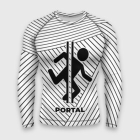 Мужской рашгард 3D с принтом Символ Portal на светлом фоне с полосами в Новосибирске,  |  | logo | portal | звезды | игра | игры | космос | лого | логотип | портал | символ