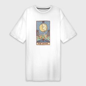 Платье-футболка хлопок с принтом The Moon Tarot Card  Луна карта Таро в Новосибирске,  |  | divination | fortune telling | аркан | аркана | волки воют на луну | гадание | духовное просвещение | марсельс | мудрость | надежда | ожидание | познание | провидение | секрет | собаки воют на луну