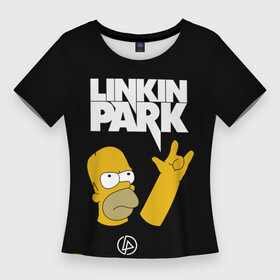 Женская футболка 3D Slim с принтом LINKIN PARK ГОМЕР СИМПСОН, SIMPSONS в Новосибирске,  |  | bennington | chester | chester bennington | gomer | homer | linkin | linkin park | music | park | rock | simpson | simpsons | бенингтон | гомер | линкин | линкин парк | музыка | парк | рок | симпсон | симпсоны | честер | честер беннингтон