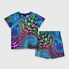 Детский костюм с шортами 3D с принтом Наикрутейший фрактальный паттерн  Авангард  The Coolest fractal pattern  Vanguard в Новосибирске,  |  | abstraction | color | fashion | fractal | neon | pattern | vanguard | абстракция | авангард | мода | неон | паттерн | фрактал | цвет