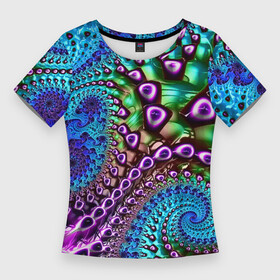 Женская футболка 3D Slim с принтом Наикрутейший фрактальный паттерн  Авангард  The Coolest fractal pattern  Vanguard в Новосибирске,  |  | abstraction | color | fashion | fractal | neon | pattern | vanguard | абстракция | авангард | мода | неон | паттерн | фрактал | цвет
