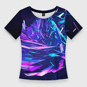 Женская футболка 3D Slim с принтом Абстрактная неоновая композиция  Abstract neon composition в Новосибирске,  |  | Тематика изображения на принте: abstraction | fashion | neon | vanguard | абстракция | авангард | композиция | мода | неон