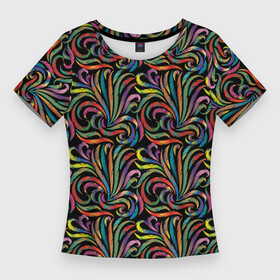 Женская футболка 3D Slim с принтом Разноцветные яркие узоры в Новосибирске,  |  | abstract | абстракция | бутоны | геометрия | калейдоскоп | классика | линии | паттерн | текстура | узор | узоры | цветы