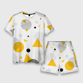 Мужской костюм с шортами 3D с принтом GEOMETRIC INTERWEAVING OF SHAPES в Новосибирске,  |  | абстрактный | белый | вектор | геометрический | графический | желтый | красочный | линии | треугольники | узор | формы | цвет | черный