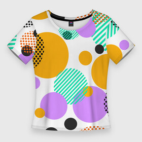 Женская футболка 3D Slim с принтом GEOMETRIC INTERSECTING CIRCLES в Новосибирске,  |  | абстрактный | геометрический | графический | декоративный | желтый | зеленый | красный | круги | пересекающийся | повторение | стиль | точки | узор | узоры | черный