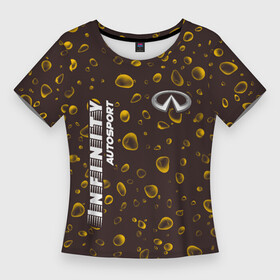 Женская футболка 3D Slim с принтом ИНФИНИТИ  Infinity Autosport + Капли в Новосибирске,  |  | auto | autosport | infiniti | infinity | logo | moto | nissan | symbol | авто | автомобиль | гонки | дождя | знак | инфинити | капли | лого | логотип | логотипы | марка | машина | мото | ниссан | символ | символы
