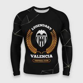 Мужской рашгард 3D с принтом Лого Valencia и надпись Legendary Football Club на темном фоне в Новосибирске,  |  | club | football | logo | valencia | валенсия | клуб | краска | лого | мяч | символ | спорт | спрей | футбол | футболист | футболисты | футбольный