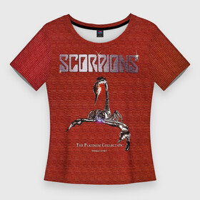 Женская футболка 3D Slim с принтом The Platinum Collection  Scorpions в Новосибирске,  |  | scorpion | scorpions | группа | клаус майне | маттиас ябс | метал | микки ди | павел мончивода | рок | рудольф шенкер | скорпион | скорпионс | скорпионы | хард | хардрок | хеви | хевиметал