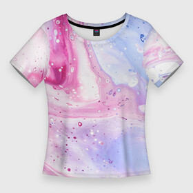 Женская футболка 3D Slim с принтом АКВАРЕЛЬНЫЕ РАЗВОДЫ  ПАСТЕЛЬНЫЕ в Новосибирске,  |  | Тематика изображения на принте: абстракция | акварель | волны | жидкость | краска | мрамор | разводы | розовый | смесь красок | фиолетовый