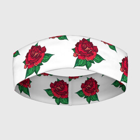 Повязка на голову 3D с принтом Цветы Красные Розы На Белом Фоне в Новосибирске,  |  | flowers | букет | природа | растение | роза | розы | флора | цветы