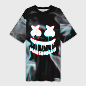 Платье-футболка 3D с принтом marshmello  пламя с оттенком неона в Новосибирске,  |  | america | marshmello | neon | smile | usa | америка | брызги | краски | краски и ничего лишнего | маршмелло | неон | смайл | сша | улыбка