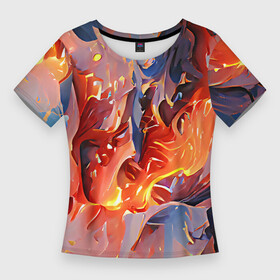 Женская футболка 3D Slim с принтом Lava  flame в Новосибирске,  |  | abstraction | art | bright | colors | fire | flame | lava | multicoloured | positive | абстракция | арт | краски | лава | огонь | пламя | позитивный | разноцветный | рисунок | узоры | фееричный | цвета | яркий