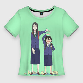 Женская футболка 3D Slim с принтом Саяка и Мидори  Руки прочь от кинокружка в Новосибирске,  |  | anime | eizouken ni wa | midori asakusa | sayaka kanamori | te wo dasu na | аниме | анимэ | мидори асакуса | руки прочь от кинокружка | саяка канамори