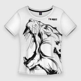 Женская футболка 3D Slim с принтом I m angry  Cougar в Новосибирске,  |  | angry | cougar | fangs | im angry | open mouth | predator | wild | дикая | злая | клыки | открытая пасть | пума | хищник | я в гневе