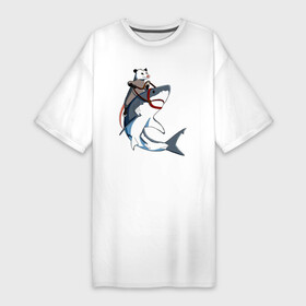 Платье-футболка хлопок с принтом Опоссум верхом на акуле в Новосибирске,  |  | Тематика изображения на принте: shark | акула | акулы | белая | катран | опоссум | рыба | селахия | тигровая | тупорылая | хищник | шарк